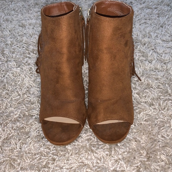 Suede Open Toe Booties - Picture 2 of 4